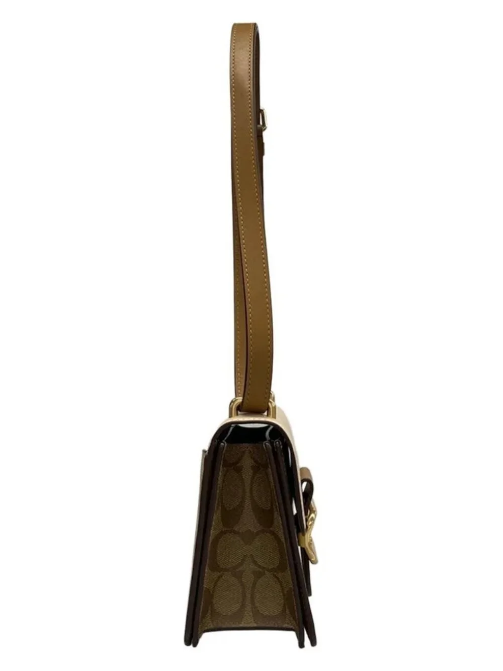 COACH Morgan Square Crossbody CR329 Beige Light Brown Dark Brown PVC Leather